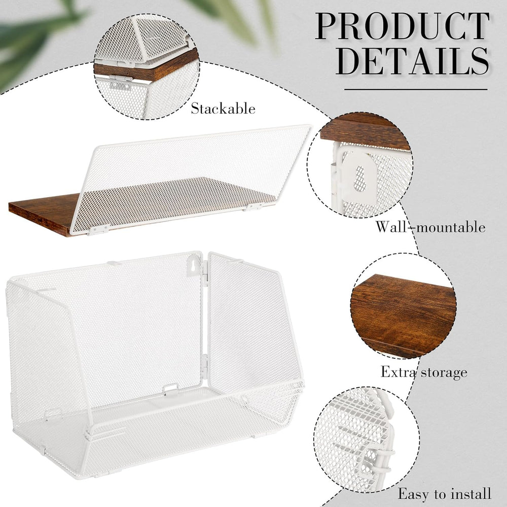 Teenyyou 2 Pcs Fruit Basket with Lid, Non-removable, White, 11"w & 1...