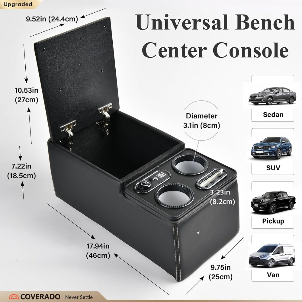 Coverado Car Center Console, Universal Rear Bench Seat Console, Back Seat Car...