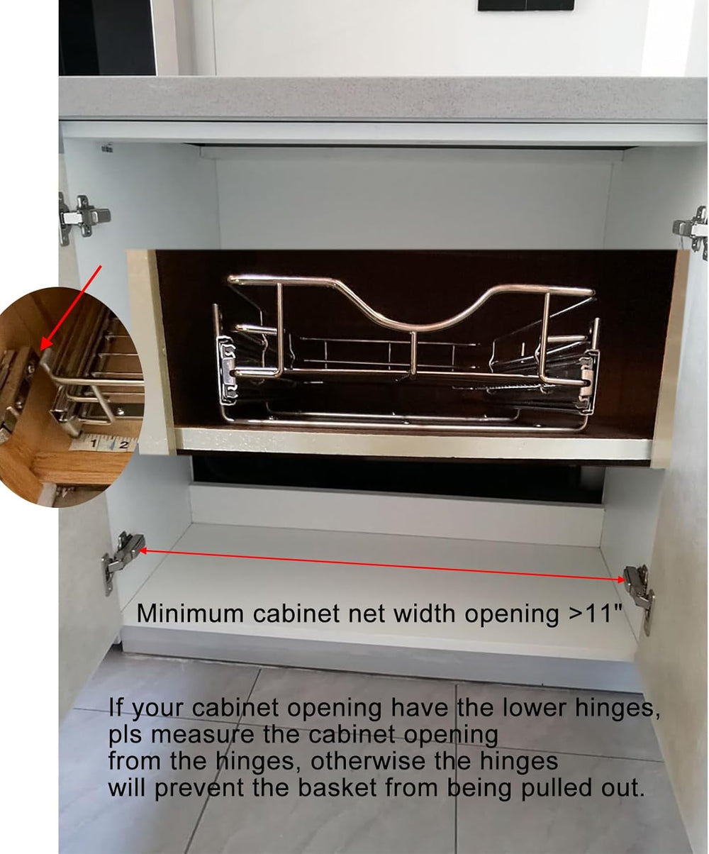 DINDON Pull Out Cabinet Organizer, (11" W x 21" D) Heavy-Duty Metal...