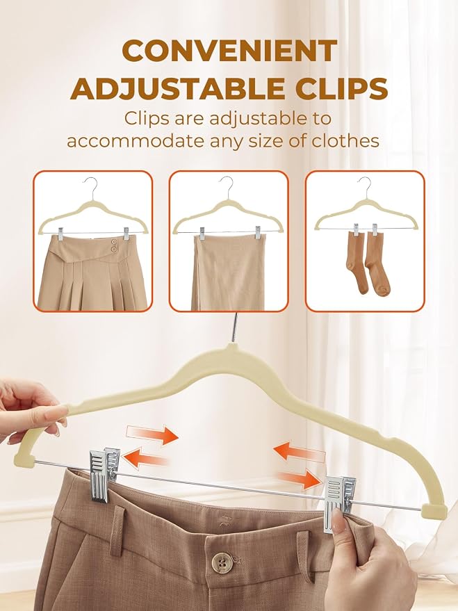HOUSE DAY Velvet Skirt Hangers 36 Pack, Space Saving Slim Shorts Hanger