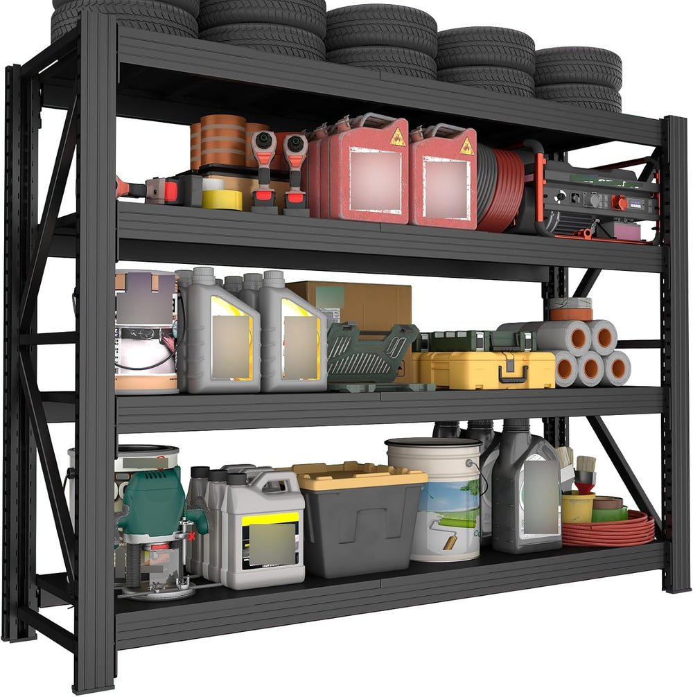 Heavy Duty Garage Shelving, 5000 LBS Metal Shelving Unit, Black Steel