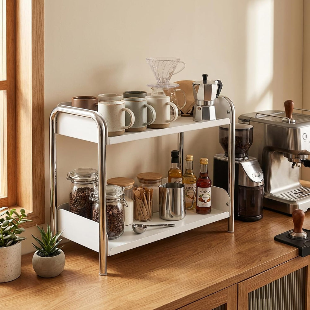 MOZIMABOX Cabinet Organizer Shelf, 2 Tier Kitchen Spice Rack Countertop Shelf...