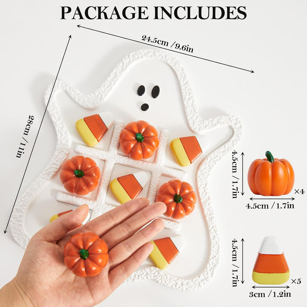 WDS WONDROUS Halloween Tic Tac Toe with Pumpkins, Fall Coffee Table Decor