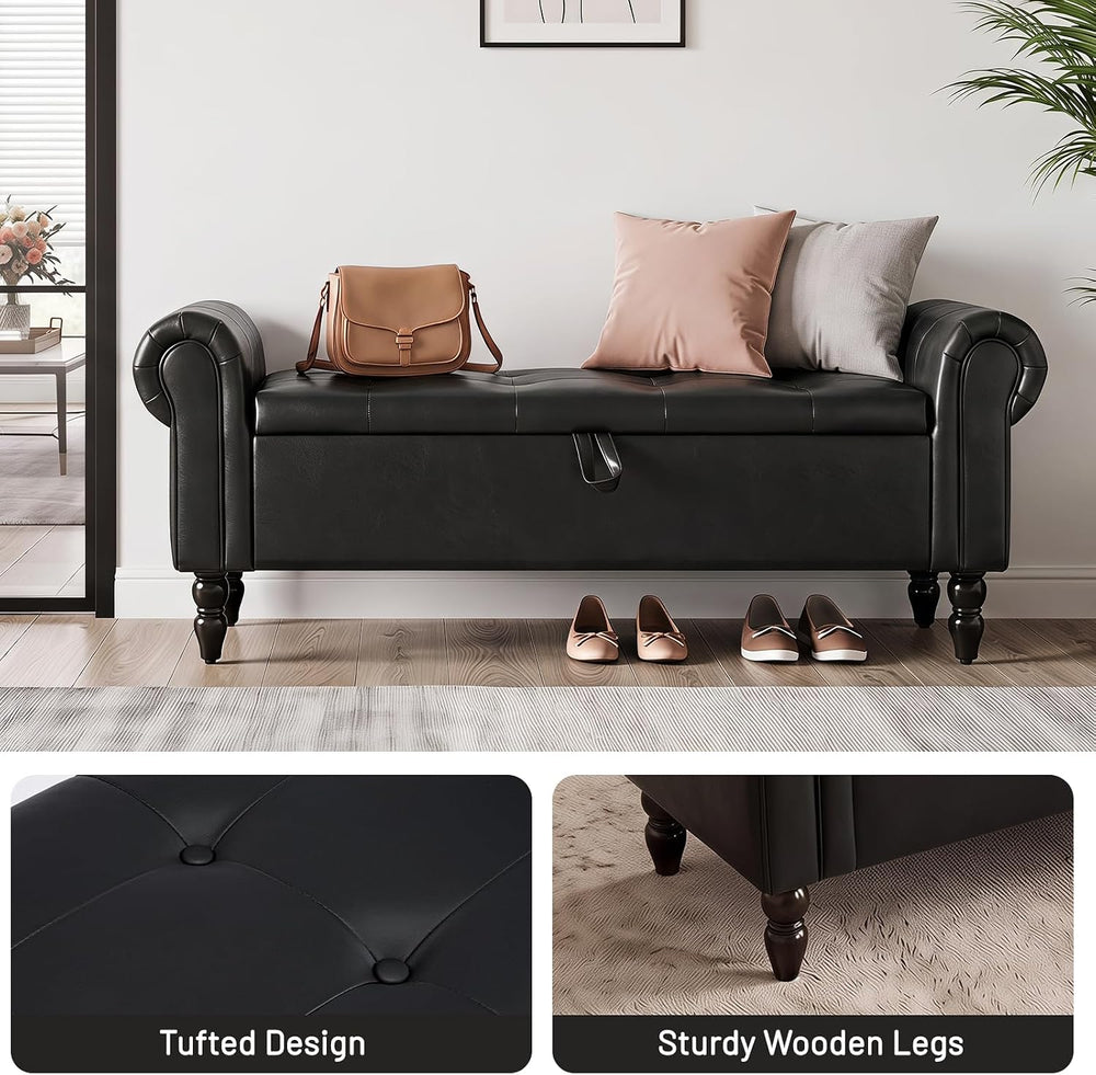 Furniliving 55” End of Bed Bench, Bedroom Bench with Button-Tufted, Large Uph...