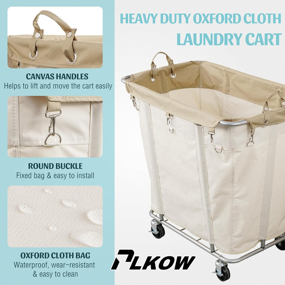 PLKOW 320L Rolling Laundry Cart with Wheels, Beige