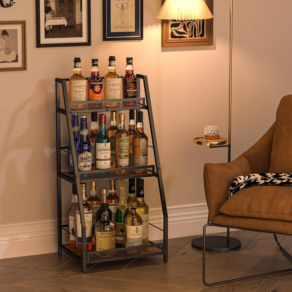 Hayexiha 3-Tier Liquor Stand for Home Bar, Stepped Freestanding Wine Rack