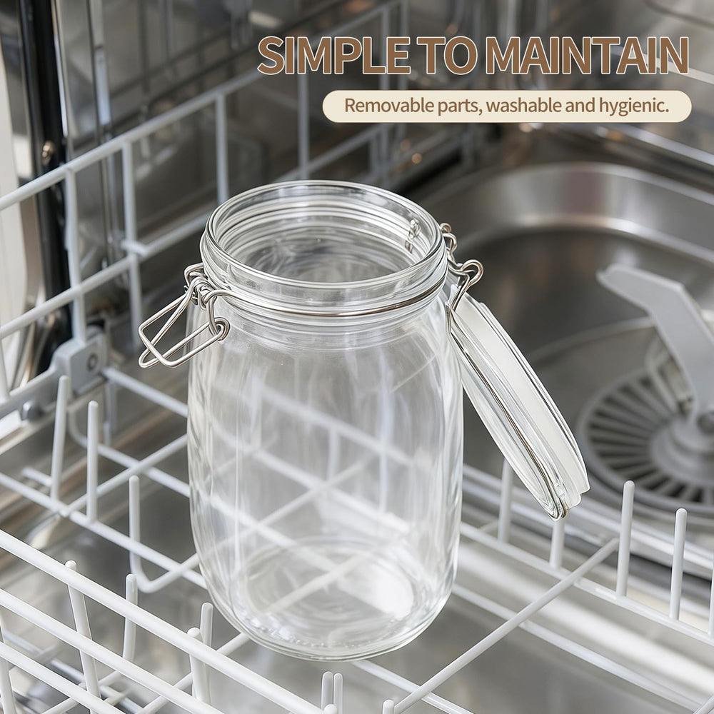 ODBCYWM 34oz Glass Food Storage Jars with Airtight Lids, Set of 4 – Clear Pre...