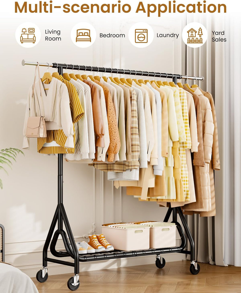 Heavy Duty Clothes Rack, Metal Clothing Rack Load 450 LBS, Rolling Coat Racks...