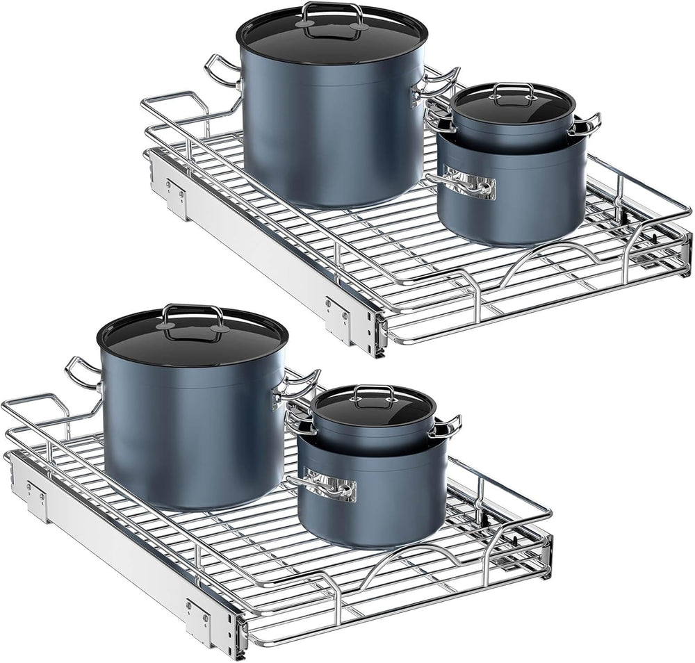 OCG Pull Out Cabinet Organizer 2 Pack (15" W x 21" D), Pull out She...