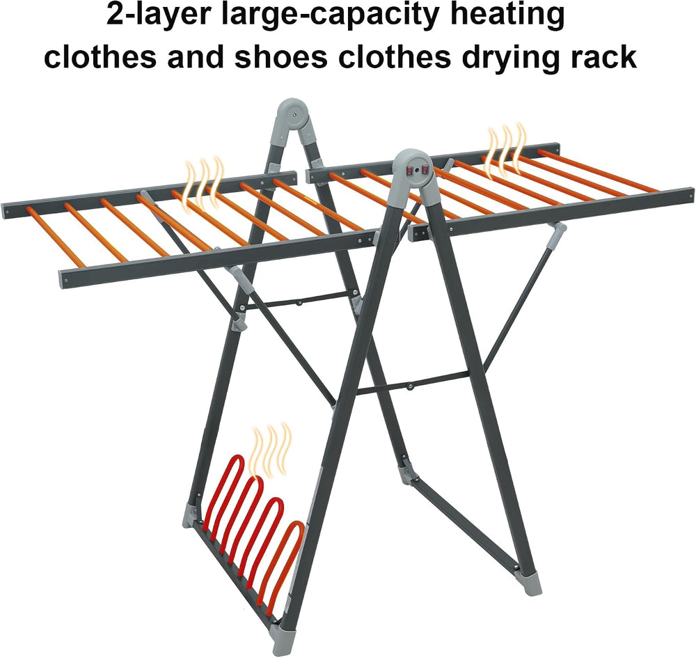 Heating Clothes Drying Rack Foldable Shoes Socks Space Gray
