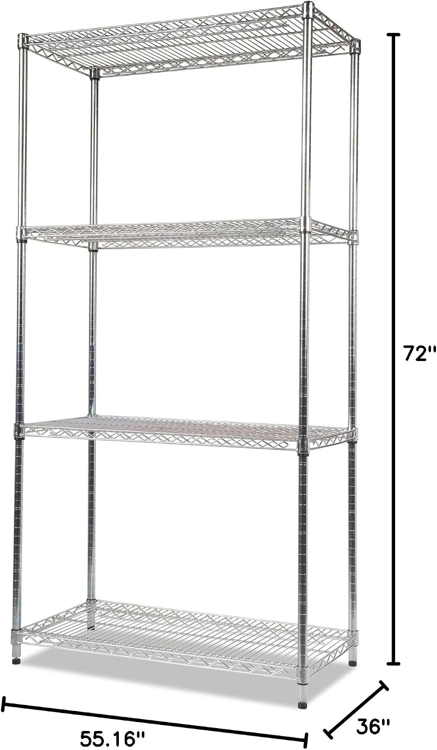 Alera NSF Certified Industrial Four-Shelf Wire Shelving Kit, 36w x 18d x 72h,...