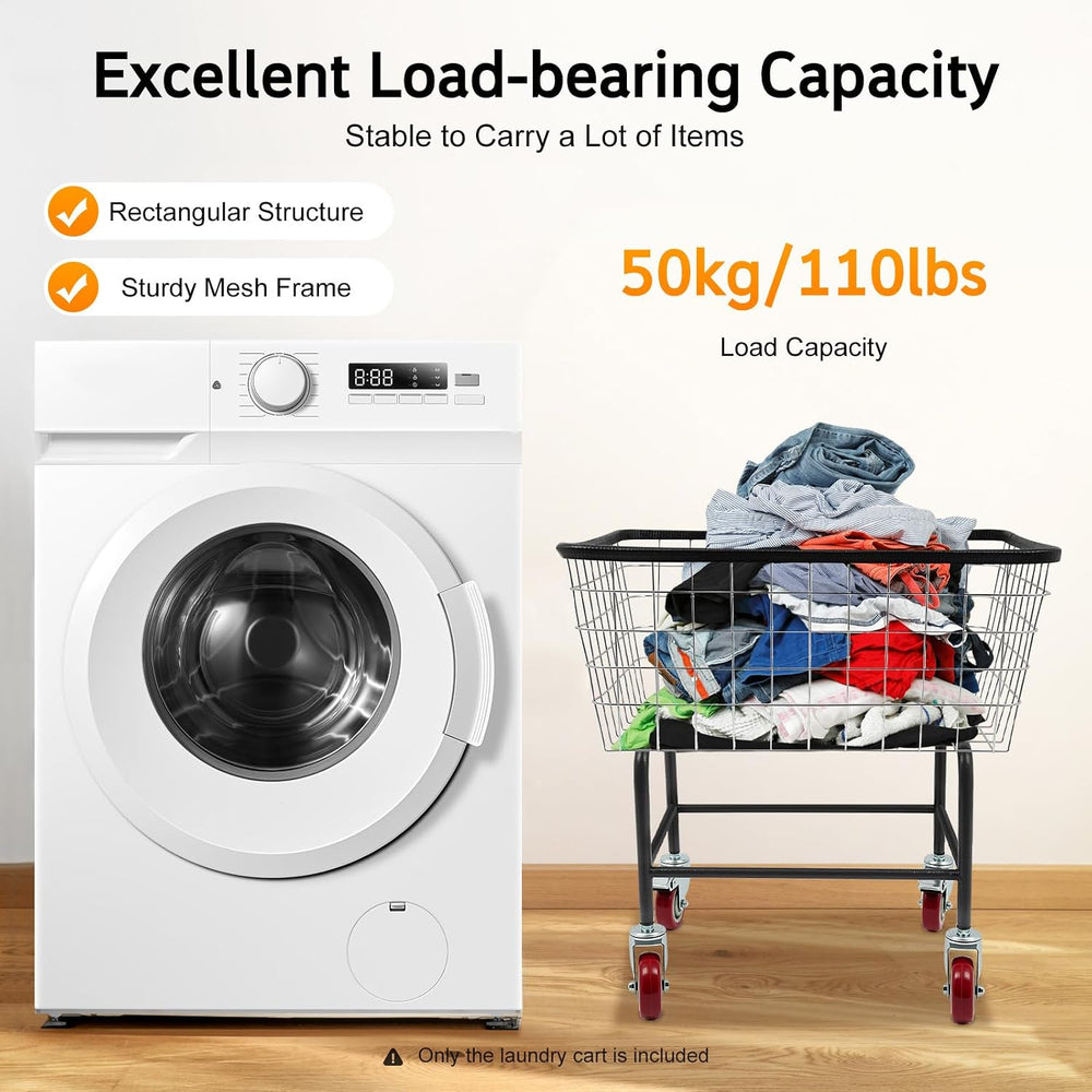 4.5 Bushel Steel Wire Laundry Cart, Commercial Wire Laundry Basket with Wheel...