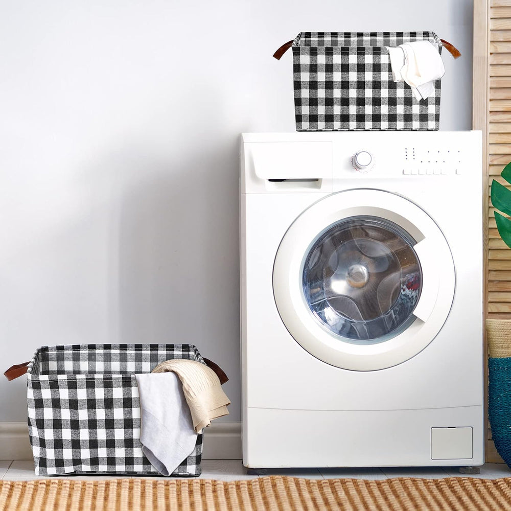 Boao 4 Pcs Buffalo Plaid Storage Baskets Black and White Bins Large Checkered...