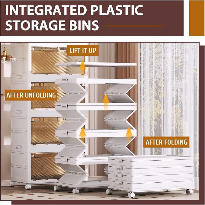 QudraKast 4-Tier Stackable Plastic Storage Bins - 67QT Stackable Storage Bins -