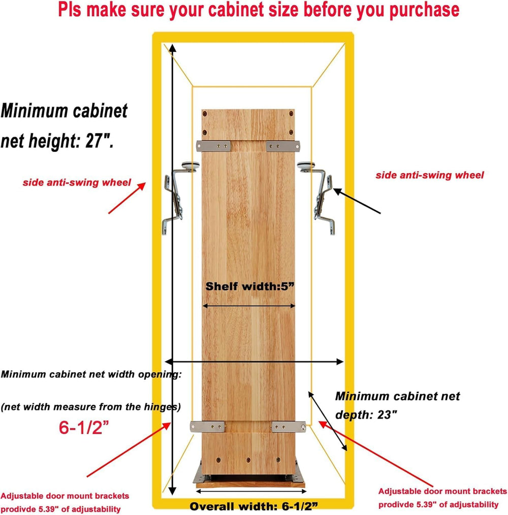 DINDON Pull Out Spice Rack Cabinet Organizer, (5" W x 21.9" D x 25....