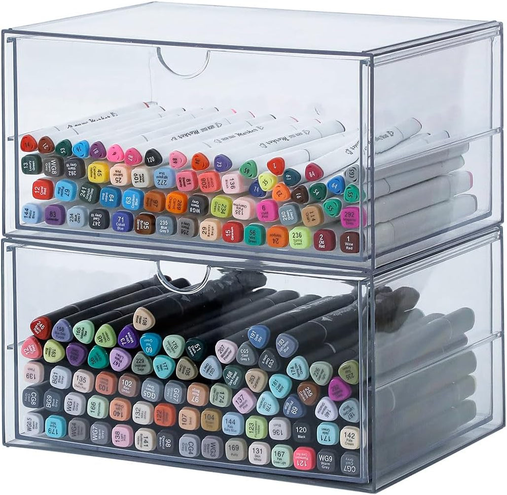 Clear Plastic Drawer Organizer, 2 Pack, 2 Drawers