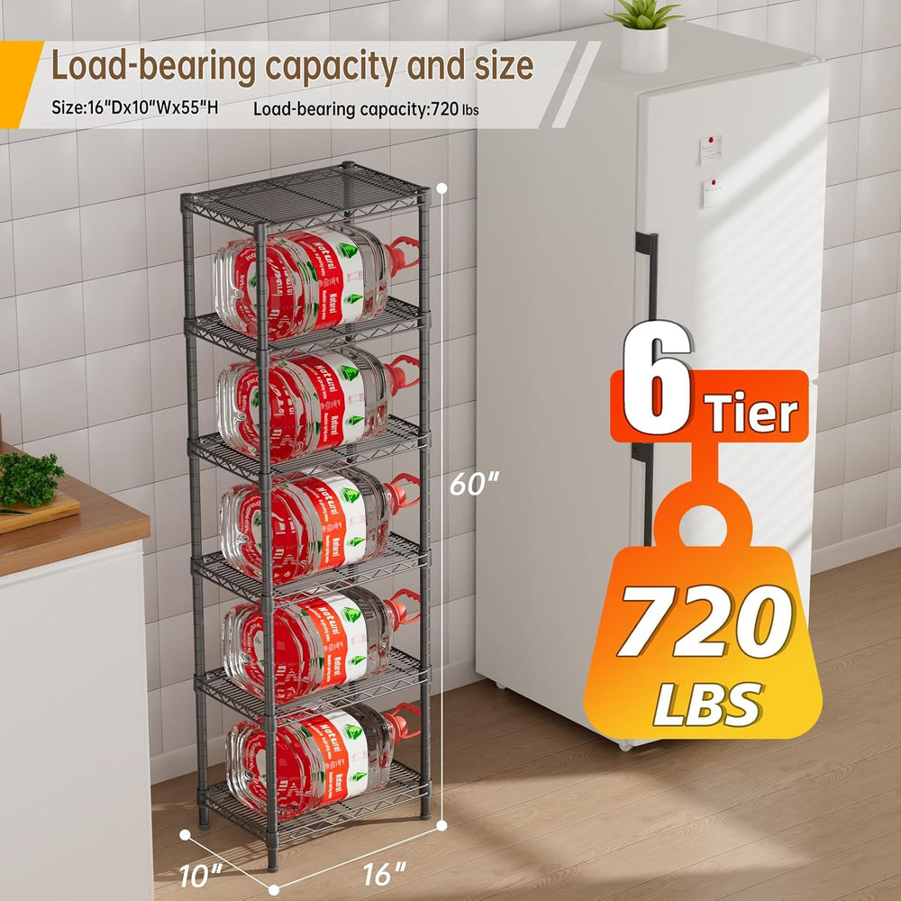 6Tier Adjustable Storage Shelves Metal Wire Shelving Standing Shelf