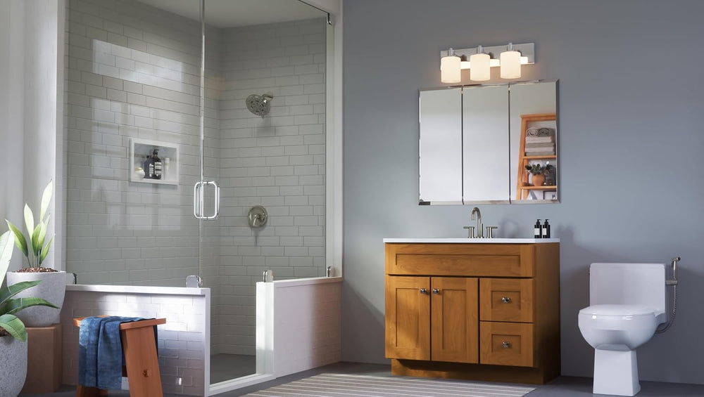 Design House Cyprus Medicine Cabinet, 3 Frameless Mirrored Doors, 2 Adjustabl...