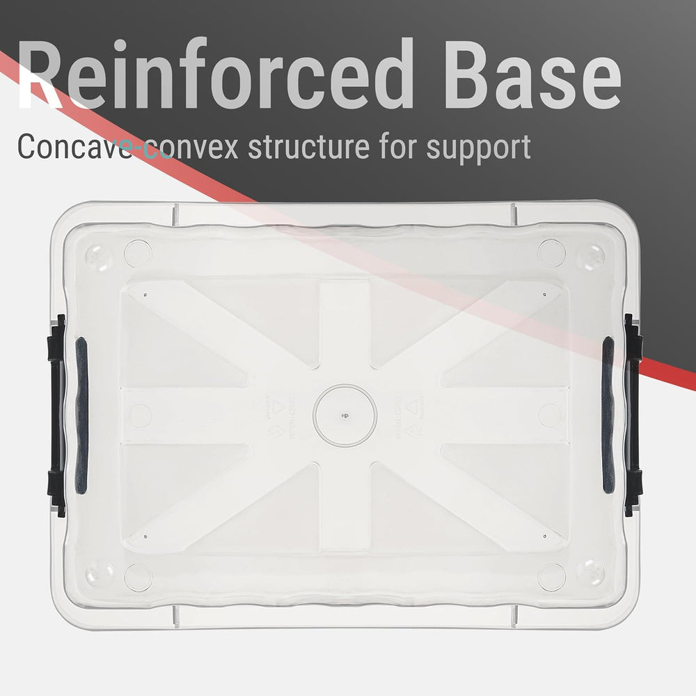 Cetomo Plastic Storage Bins, Lidded Storage Box with Strip for Home Office Do...