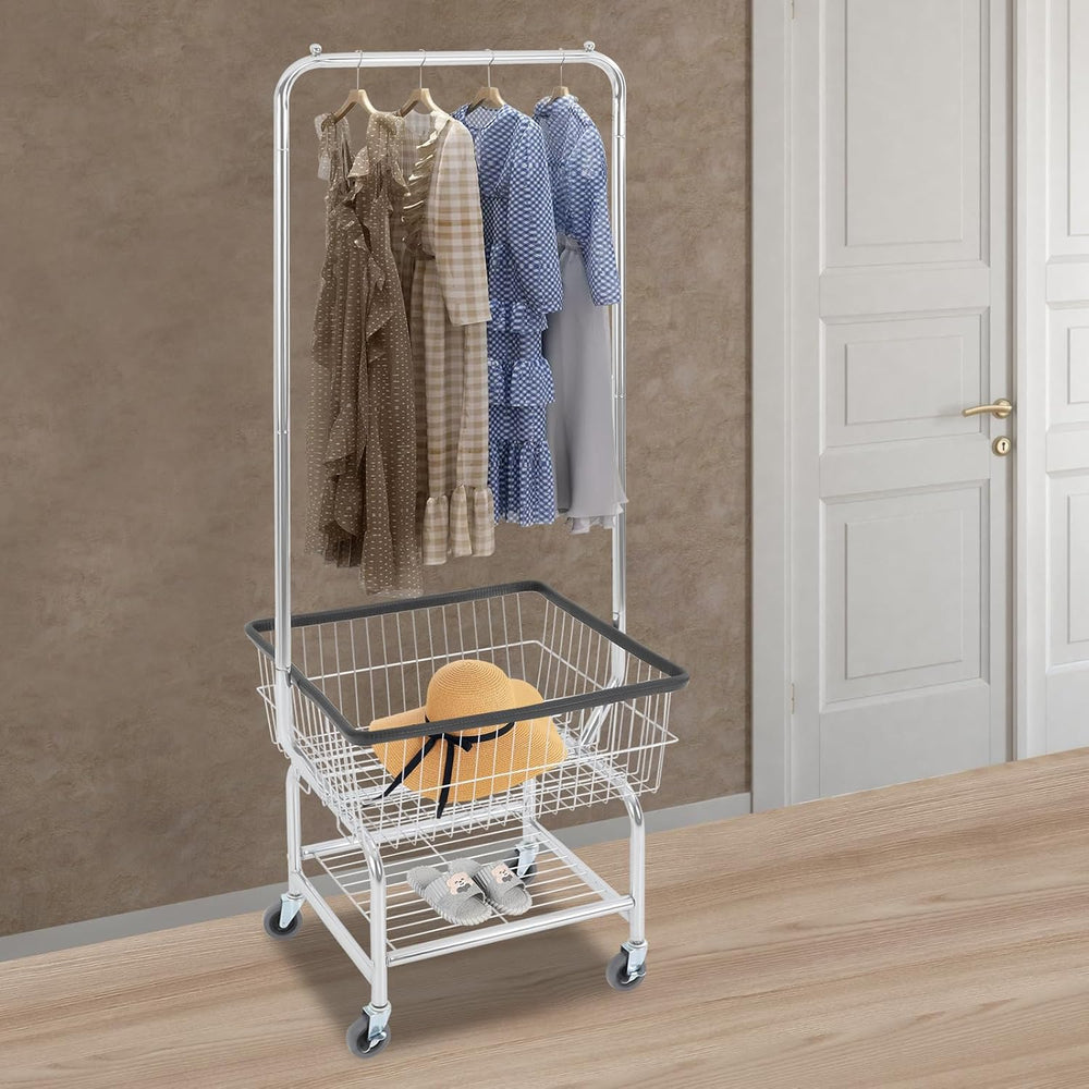 Heavy Duty Steel Wire Laundry Cart,Laundry Basket With Wheels,Commercial Laun...