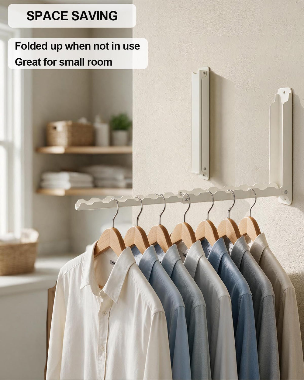 Folding Clothes Drying Rack Wall Mounted for Laundry 2 Pack