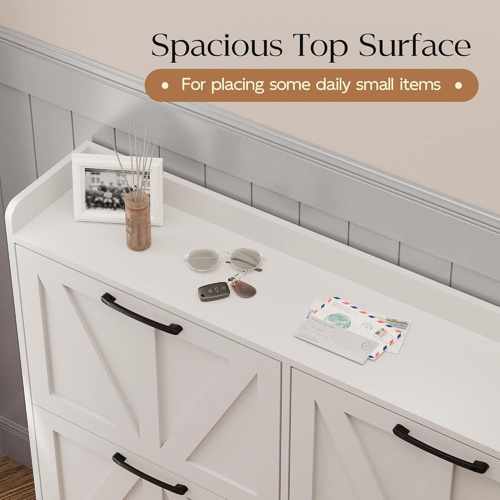 MU Shoe Storage Cabinet with 4 Flip Drawers, Freestanding Shoe Cabinet, Slim ...