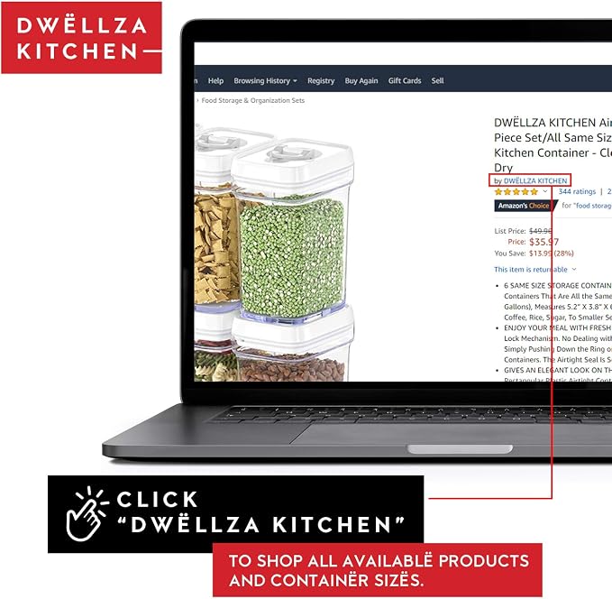 DWËLLZA KITCHEN Airtight Food Storage Containers – 4 Piece set Air Tight Pantry