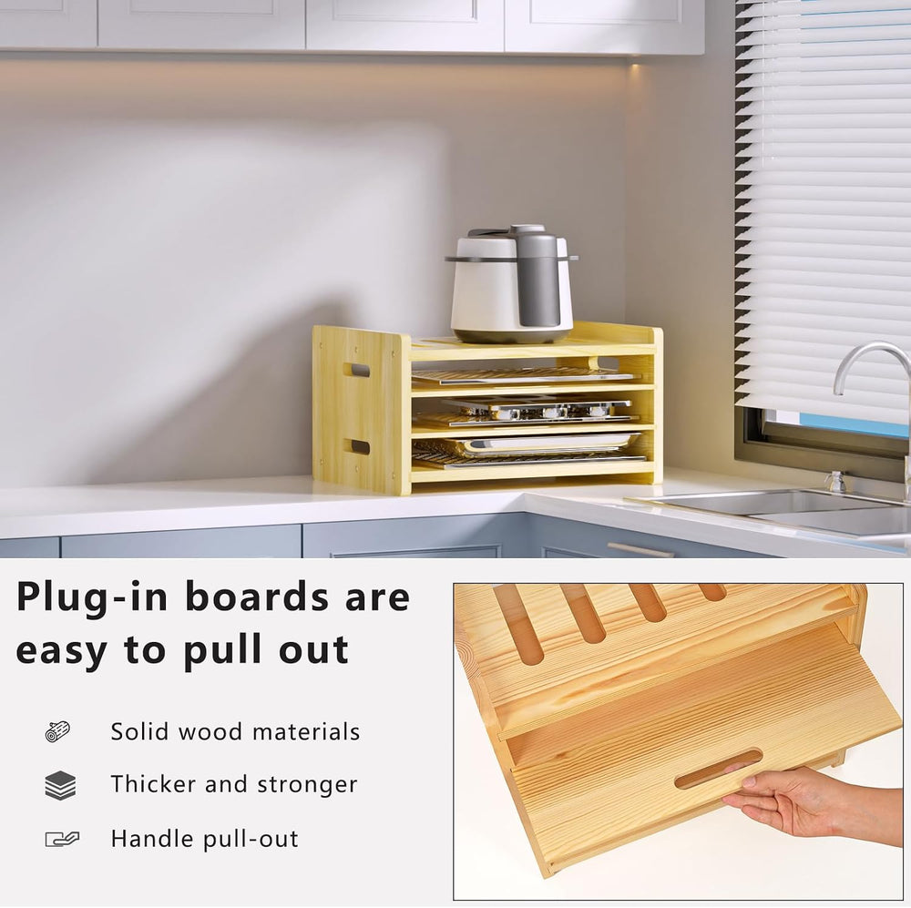 4 Tier Wooden Tray Dividers for Cabinets