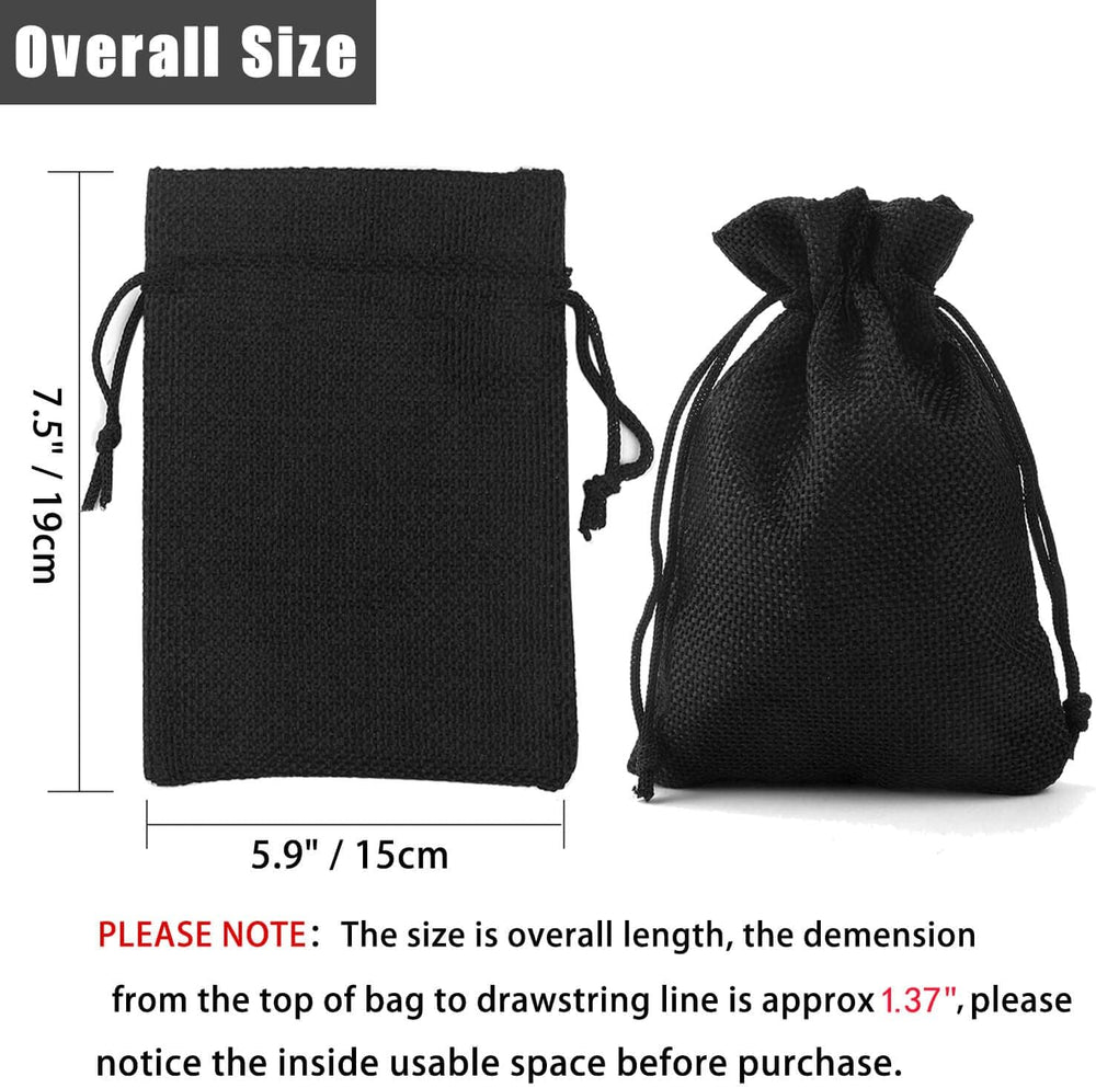 50Pcs Black Burlap Bags with Drawstring, 5.9x7.5 inch Jute Favor Sacks Linen ...