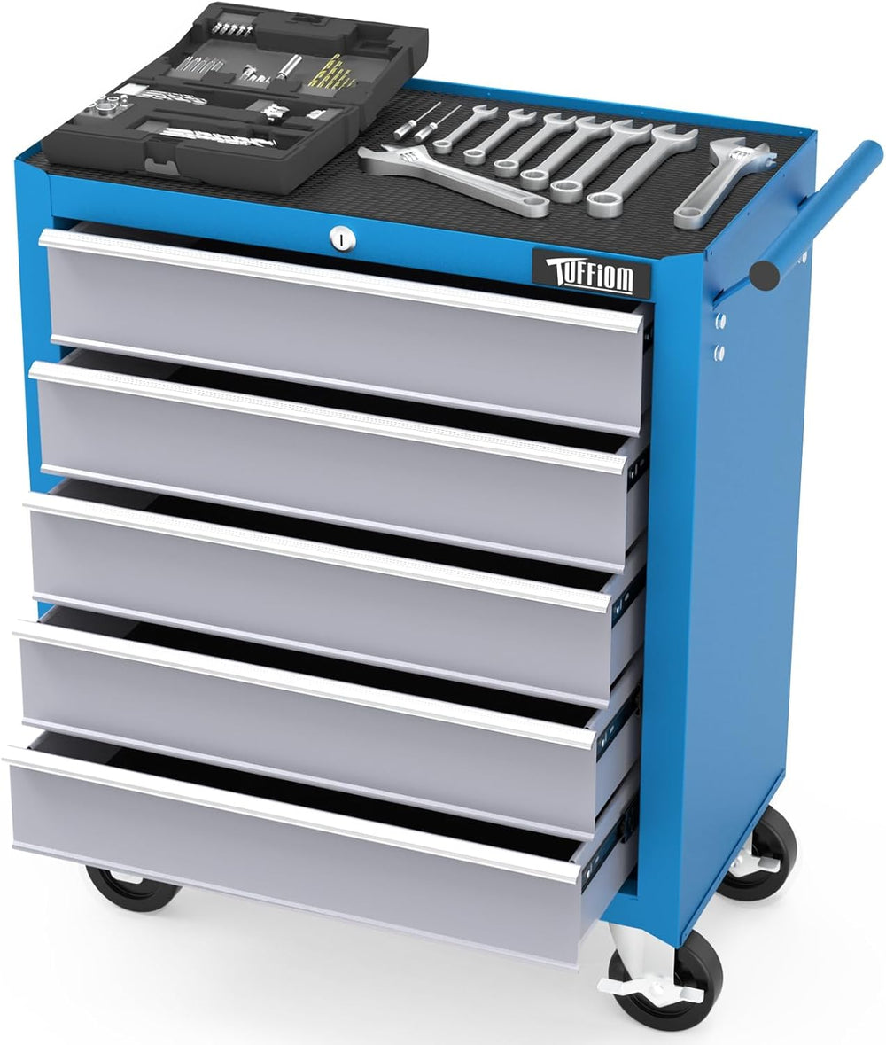 TUFFIOM 5-Drawer Rolling Tool Chest w/Drawers & Lock, Tool Storage Cabine...