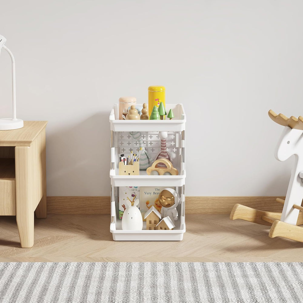 Lifewit 3 Tier Plastic Stackable Storage Baskets for Clothes 1 Pack, White