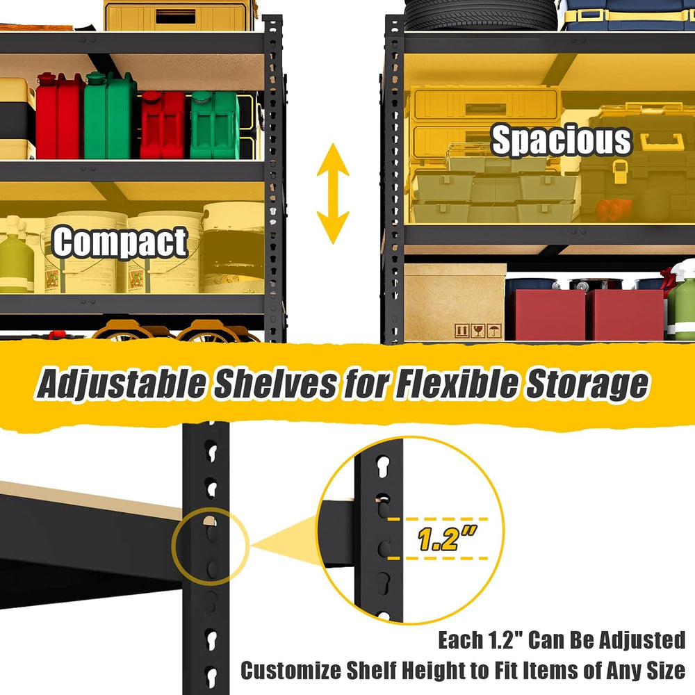 48" W x 24" D x 72" H Garage Shelving Heavy Duty: 5 Tier Metal...