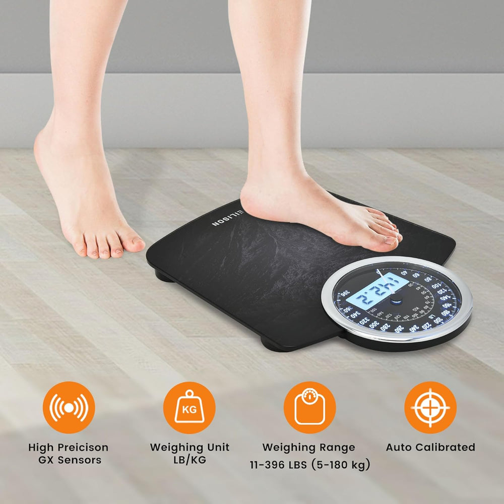 2-in-1 Digital & Analog Bathroom Scale, 400 lbs, Large Display