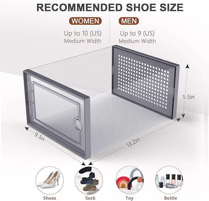 Kuject Large Shoe Organizers Storage Boxes (12 Pack)