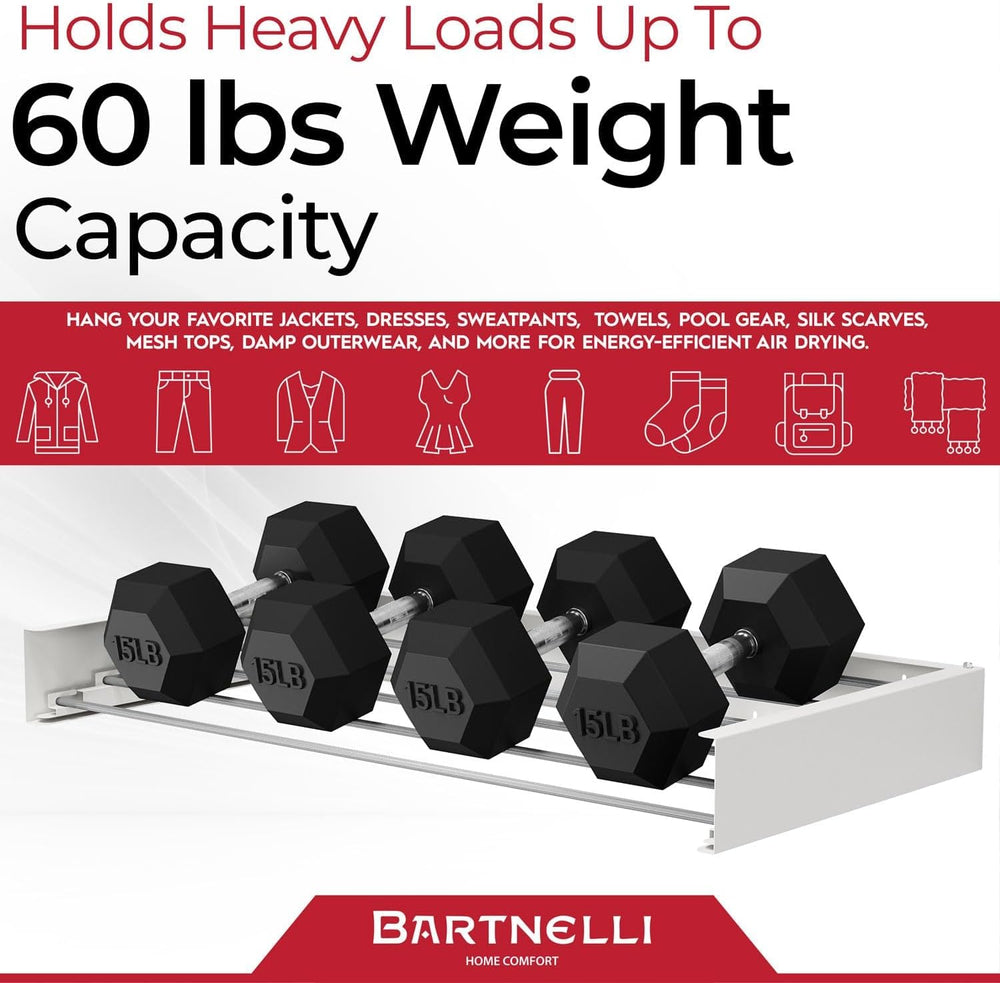 Bartnelli Wall Mounted Laundry Drying Rack for Clothes | Made in Europe with ...
