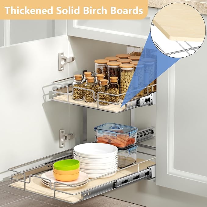 ROOMTEC 2 Tier Individual Pull Out Cabinet Organizer 10½"W x 21½"D,...