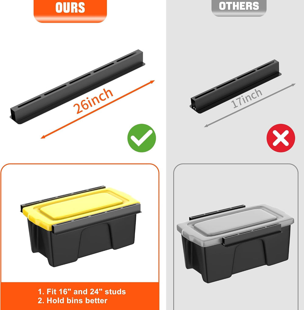 TORACK Garage Ceiling Bin Storage Rack, Overhead Tote Storage Rails