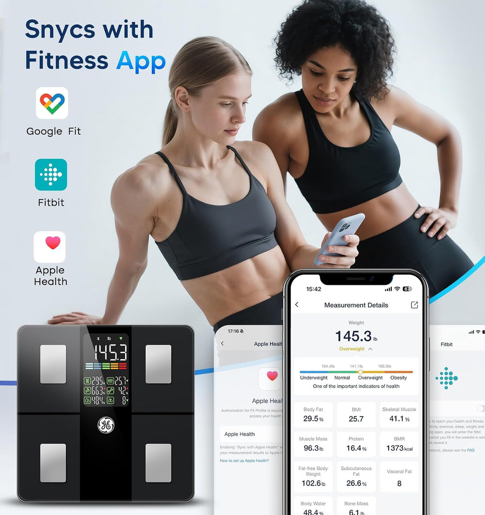 GE Smart Scale for Body Weight, BMI, Body Fat, Muscle Mass, Large Display