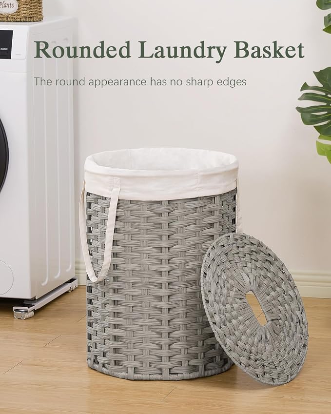 Laundry Hamper with Lid Laundry Basket with Lid 19.0 Gal Round Laundry Basket