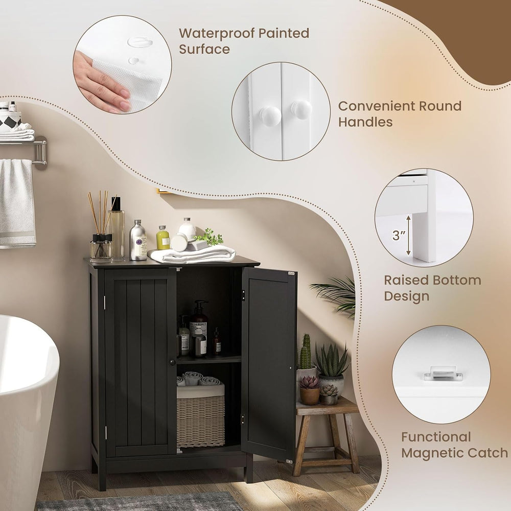 COSTWAY Bathroom Storage Cabinet, Freestanding Bathroom Organizers (Black)