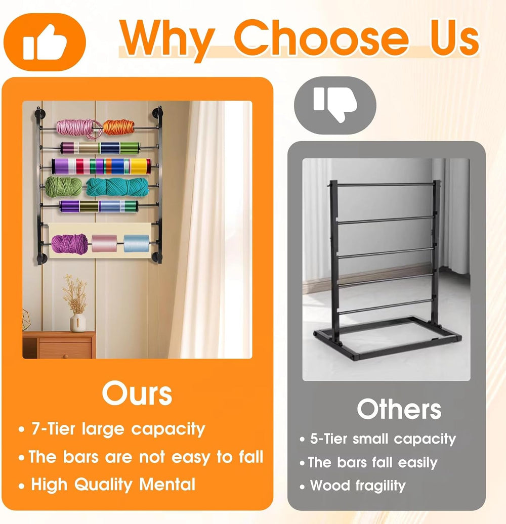 7 Tier Ribbon Storage Organizer, Wall Mounted Ribbon Organizer