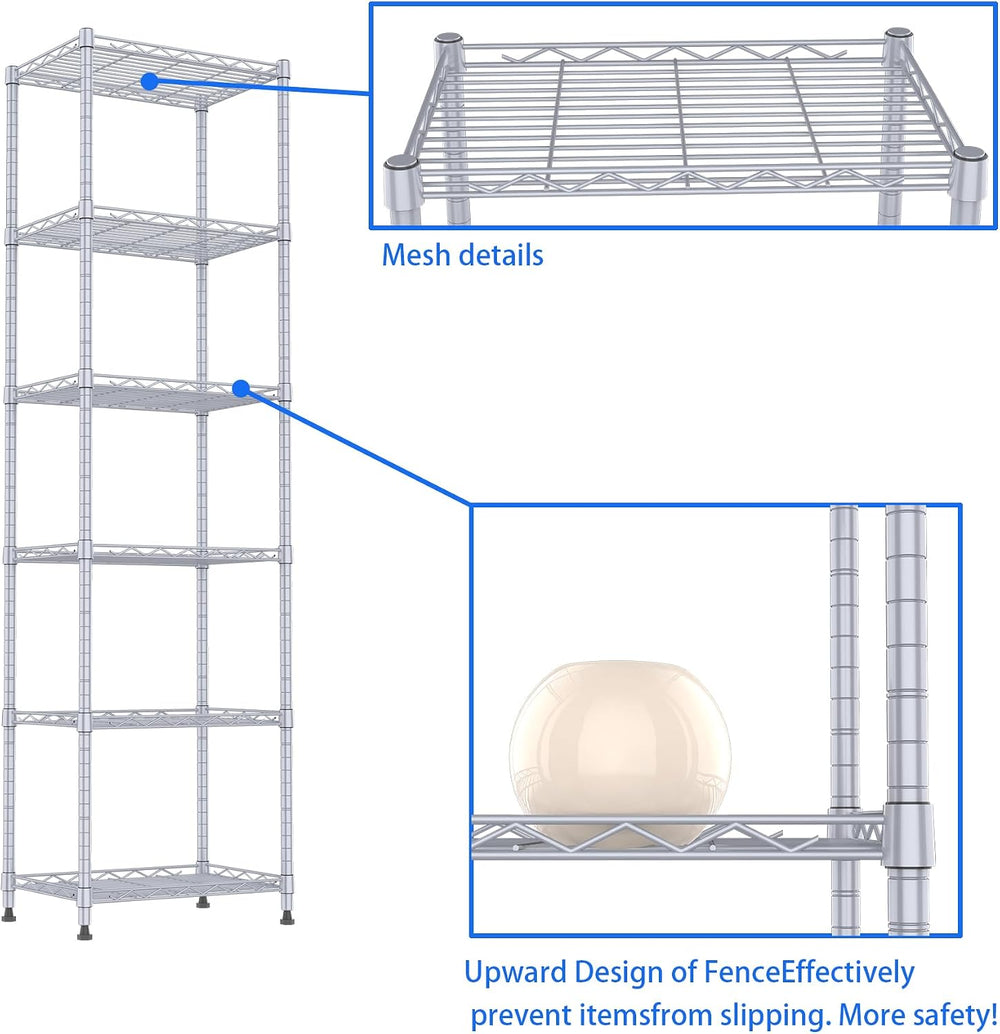 6 Wire Shelving Steel Storage Rack Adjustable Unit Shelves for Laundry Bathro...