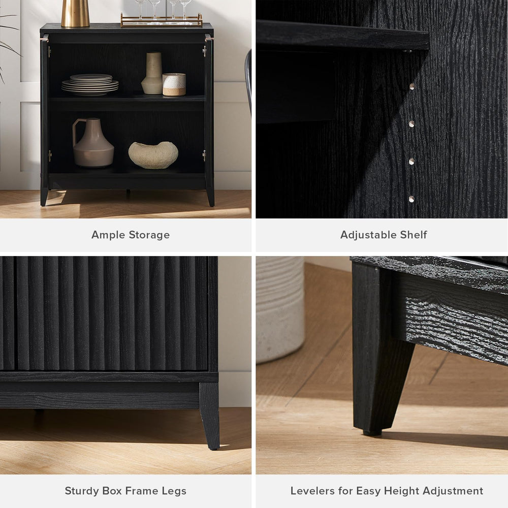 mopio Brooklyn Fluted Storage Cabinet, Modular Accent Buffet Sideboard with A...