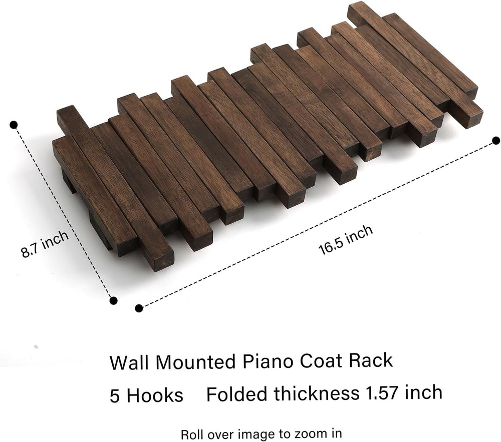 Natural Wood Wall Mounted Piano Coat Rack| Coat Rack Wall Mount| Flip Down Wa...