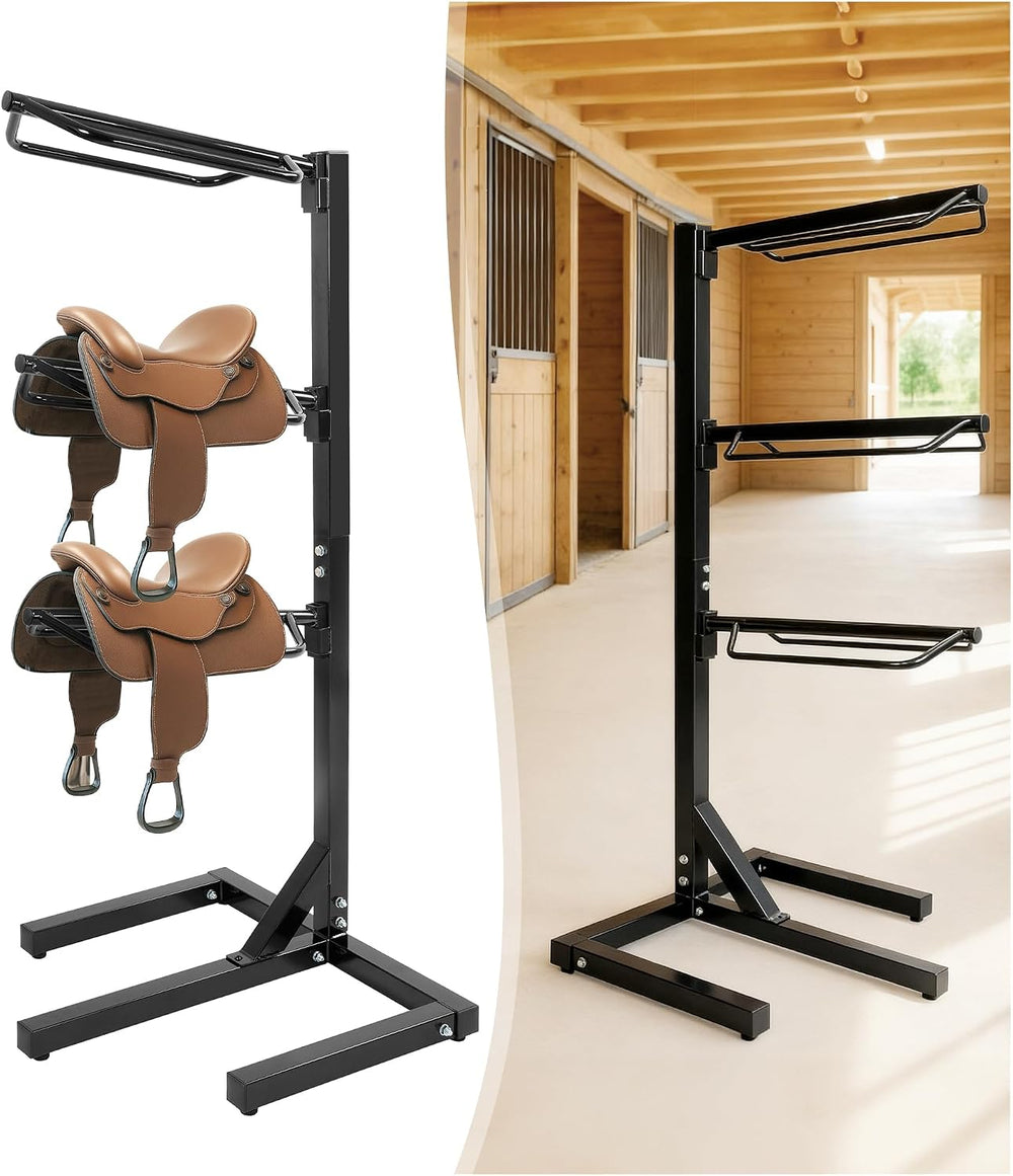 3 Tier Saddle Rack Heavy-Duty Saddle Stand for English and Western