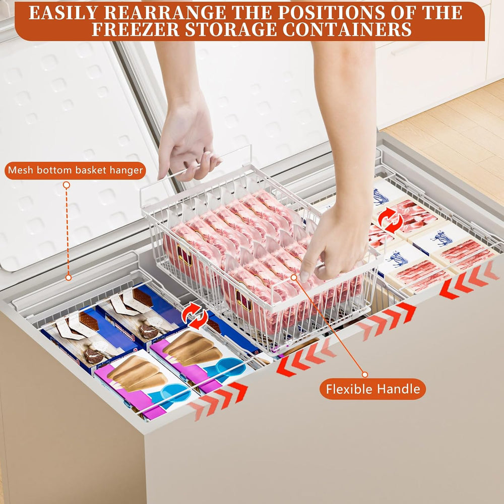 Hanging Freezer Organizer Bins for 5 to 20 Cu.Ft,Leak-Proof Bottom，2Pack