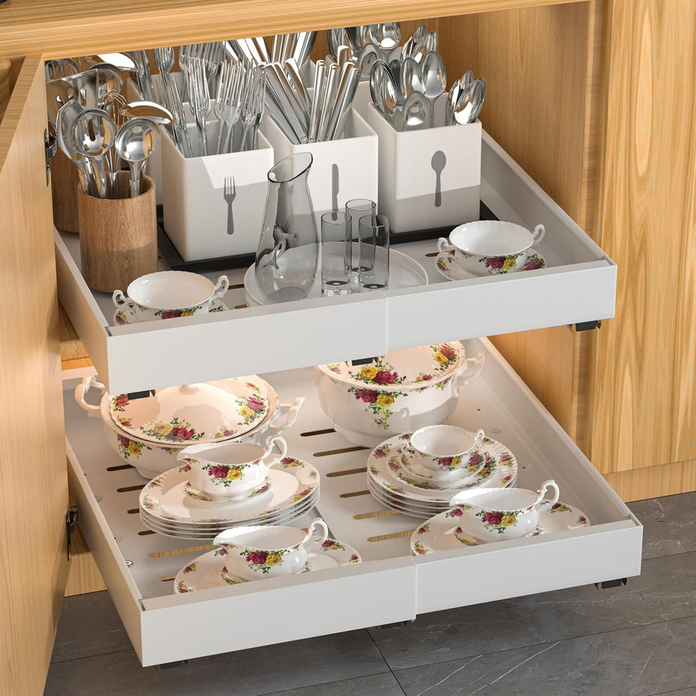 DEKAVA 4 Pack Pull Out Cabinet Organizer Expandable, Adhesive with Nano Film,...
