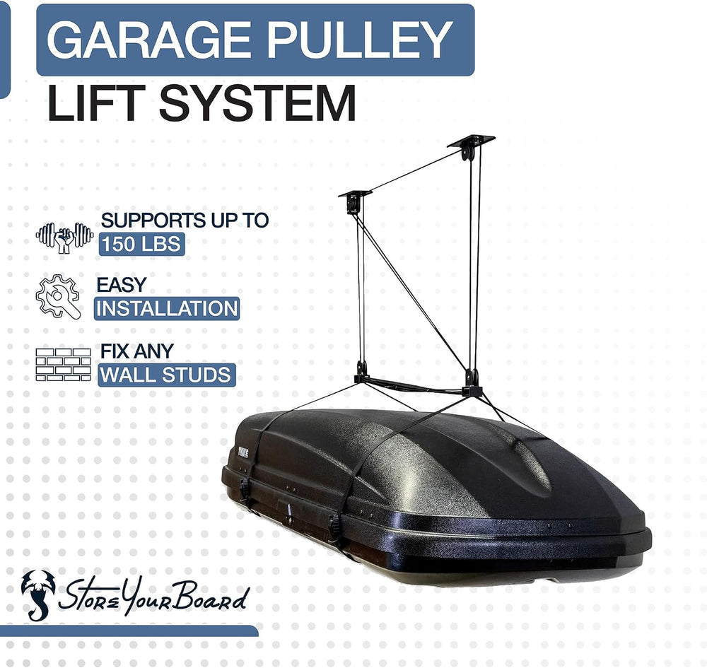 StoreYourBoard Cargo Box Pulley System – Heavy-Duty Garage Hoist Lift for Roo...