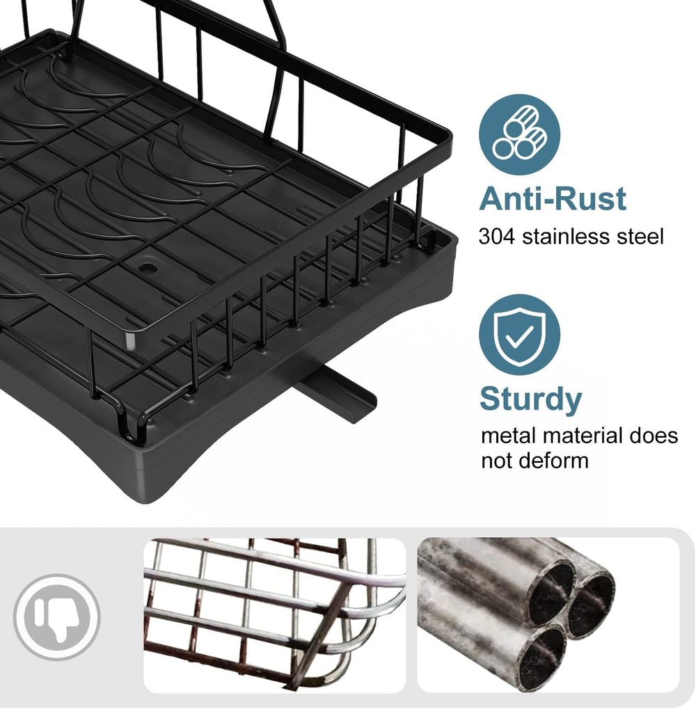 Dish Drying Rack, 2 Tier Dish Racks for Kitchen Counter | Large Stainless Ste...