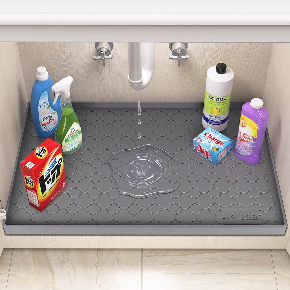 Jin&Bao Under Sink Mat 34" x 22" Waterproof Silicone Cabinet Ki...